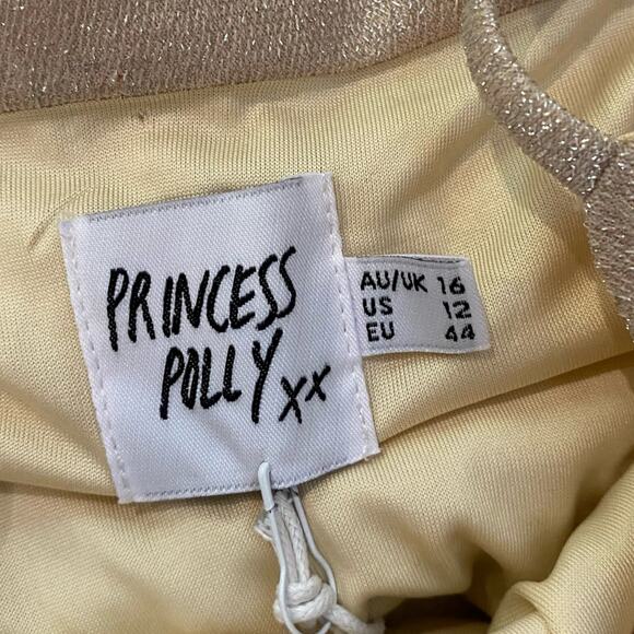 Princess Polly NWT GiGi Glitter Ruched Crop Top in Champagne Women’s Size 12 - Picture 10 of 10